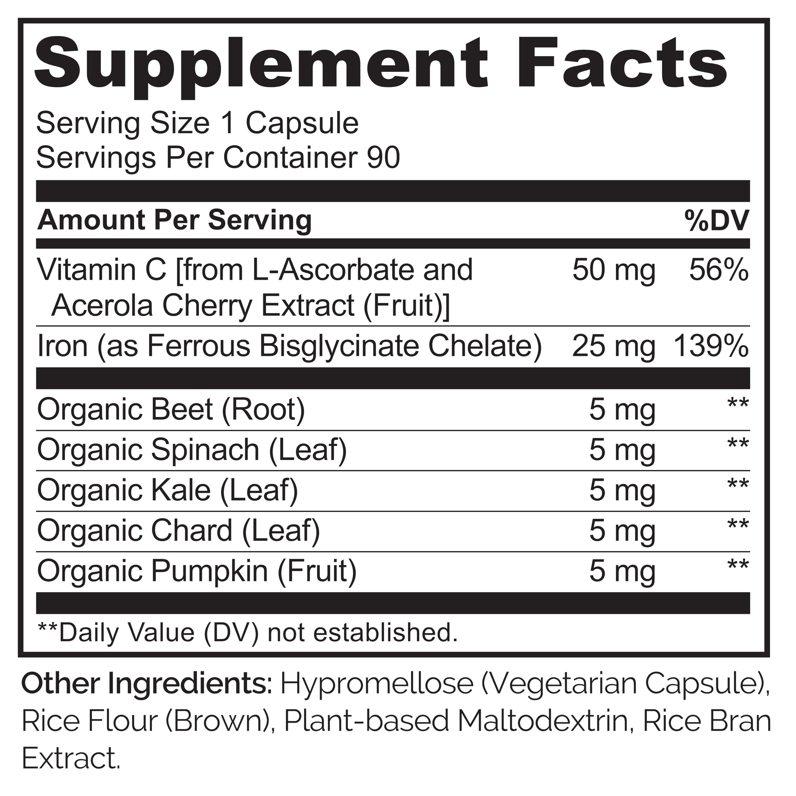NATURELO ingredient label close-up showing whole food and vitamin C