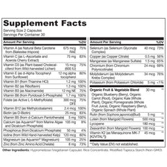 NATURELO ingredientes con frutas y verduras orgánicas para nutrición real