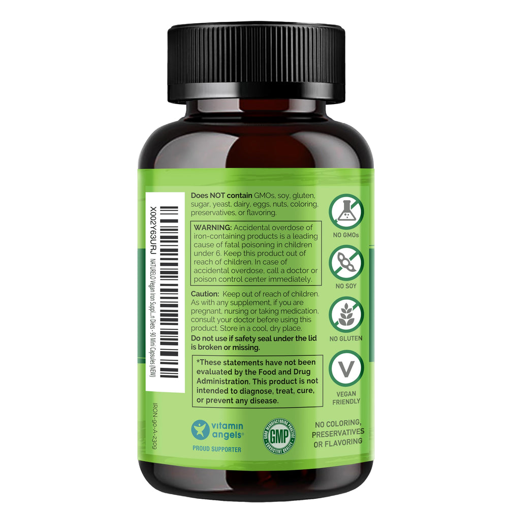 NATURELO nutrition facts close-up showing dosage and quality details
