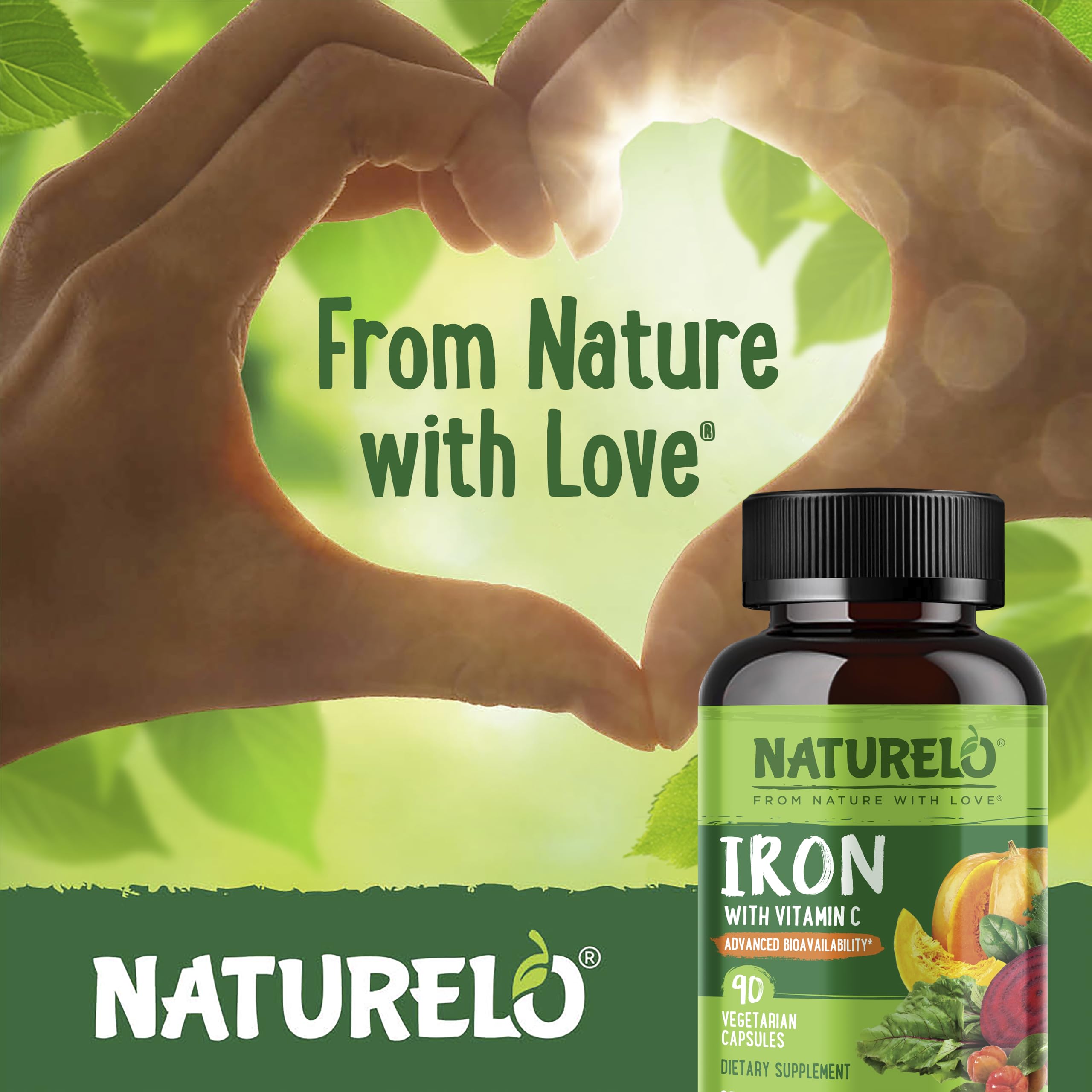 NATURELO tablets in bowl with organic herbs showing natural cofactors
