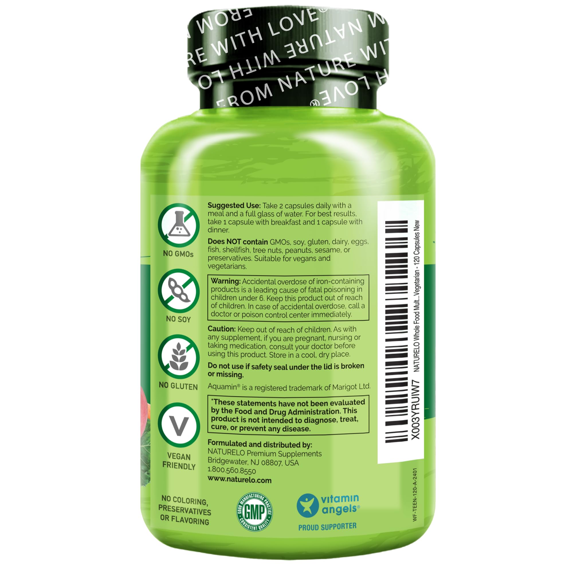 NATURELO cápsula junto a moneda para comparar tamaño y dosificación fácil