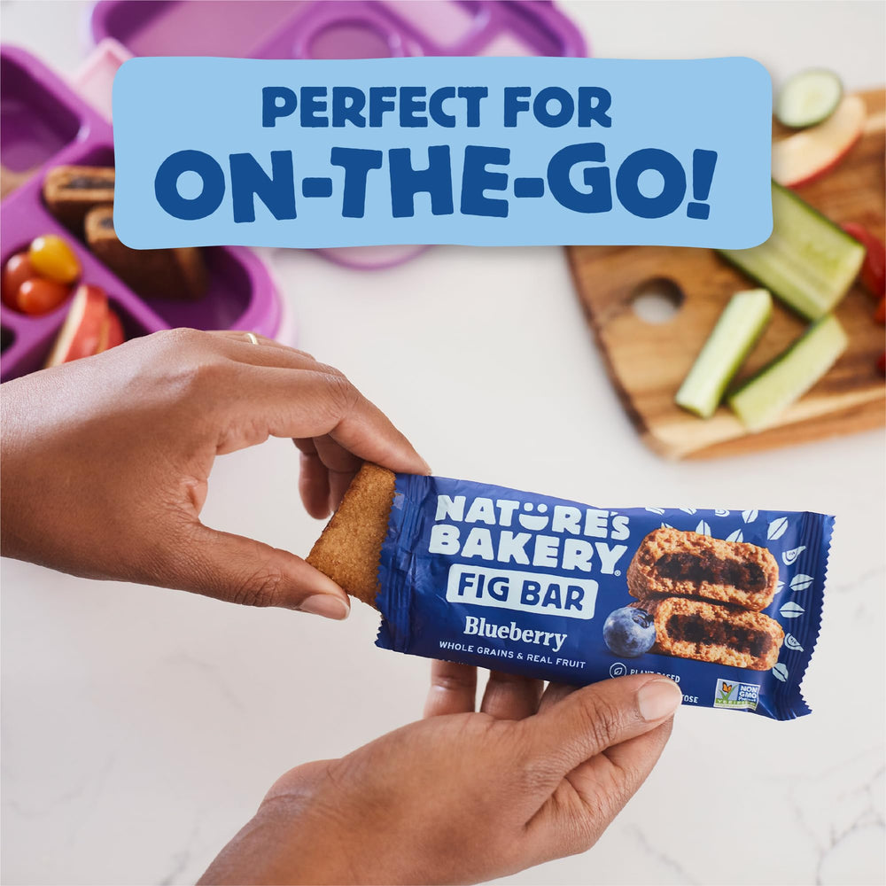 Nature's Bakery barras dentro de una lonchera escolar — snack nutritivo para niños activos