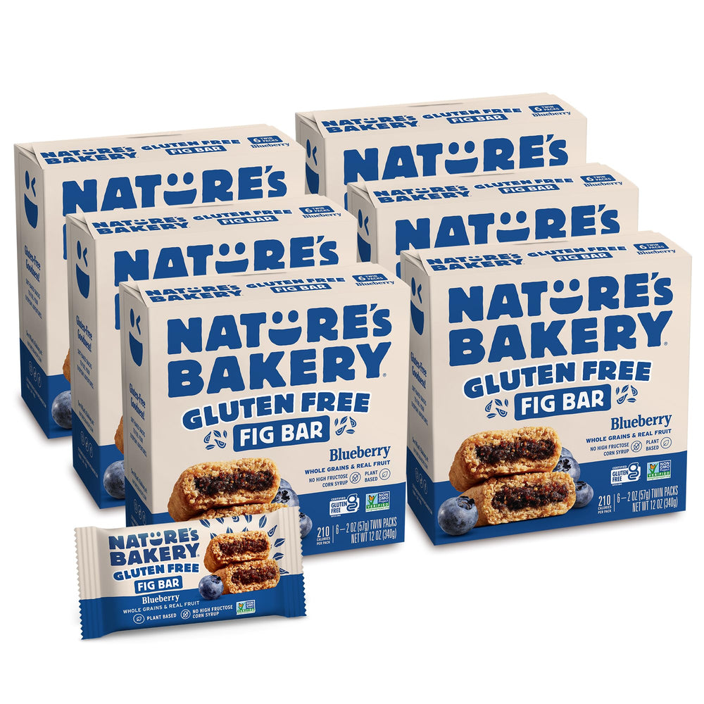 Nature's Bakery empaque frontal Blueberry, práctico para llevar y conservar