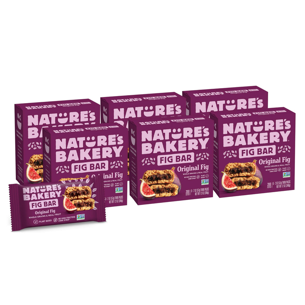 Nature's Bakery paquete frontal mostrando cajas y formato familiar