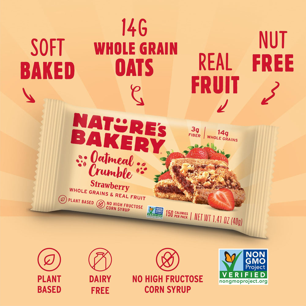 Nature's Bakery corte que revela relleno de fresa real, sabor natural