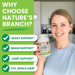 NATURE'S BRANCH cápsula en mano para comparar tamaño y facilidad de tragar
