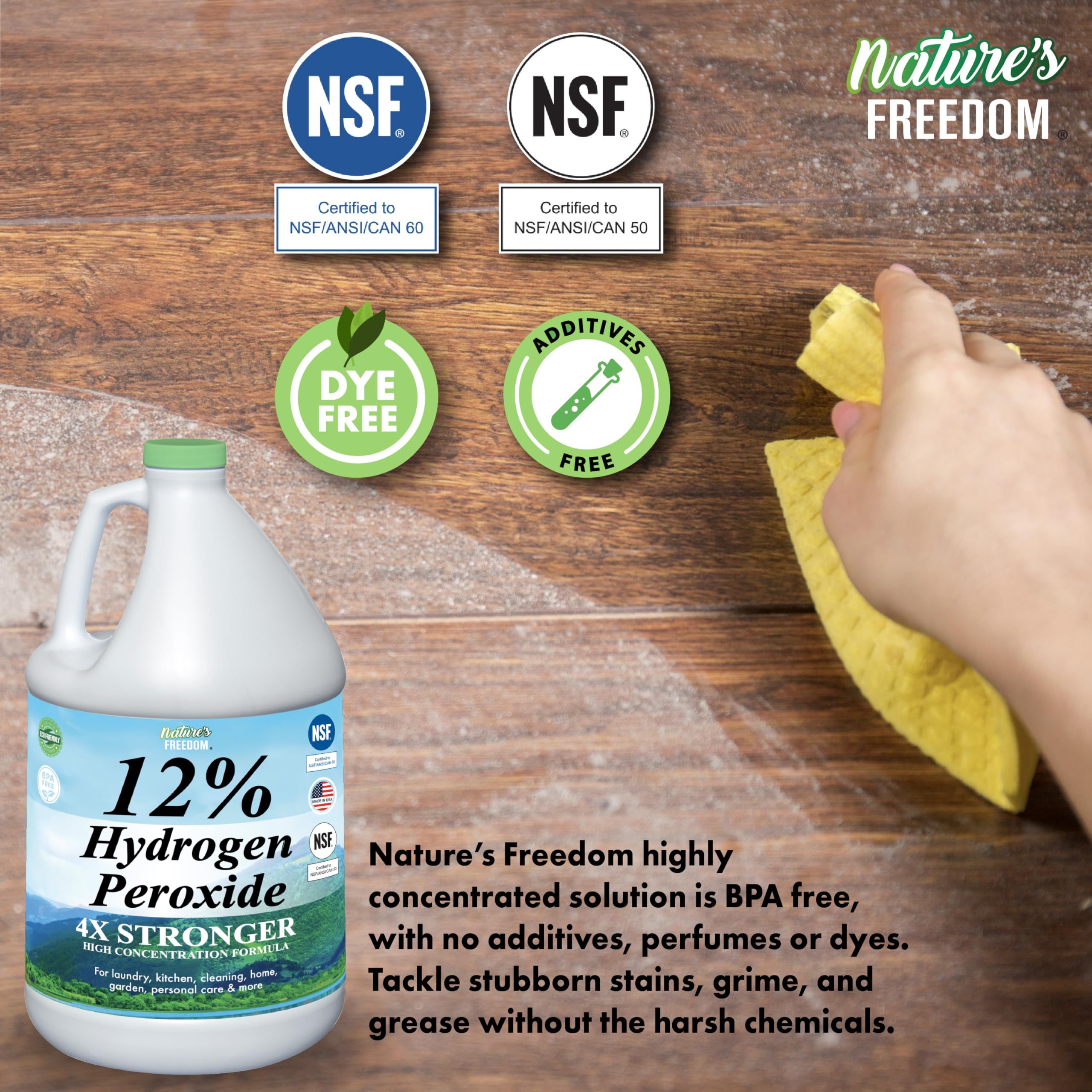 Nature's Freedom limpieza de encimera de cocina beneficiando higiene doméstica
