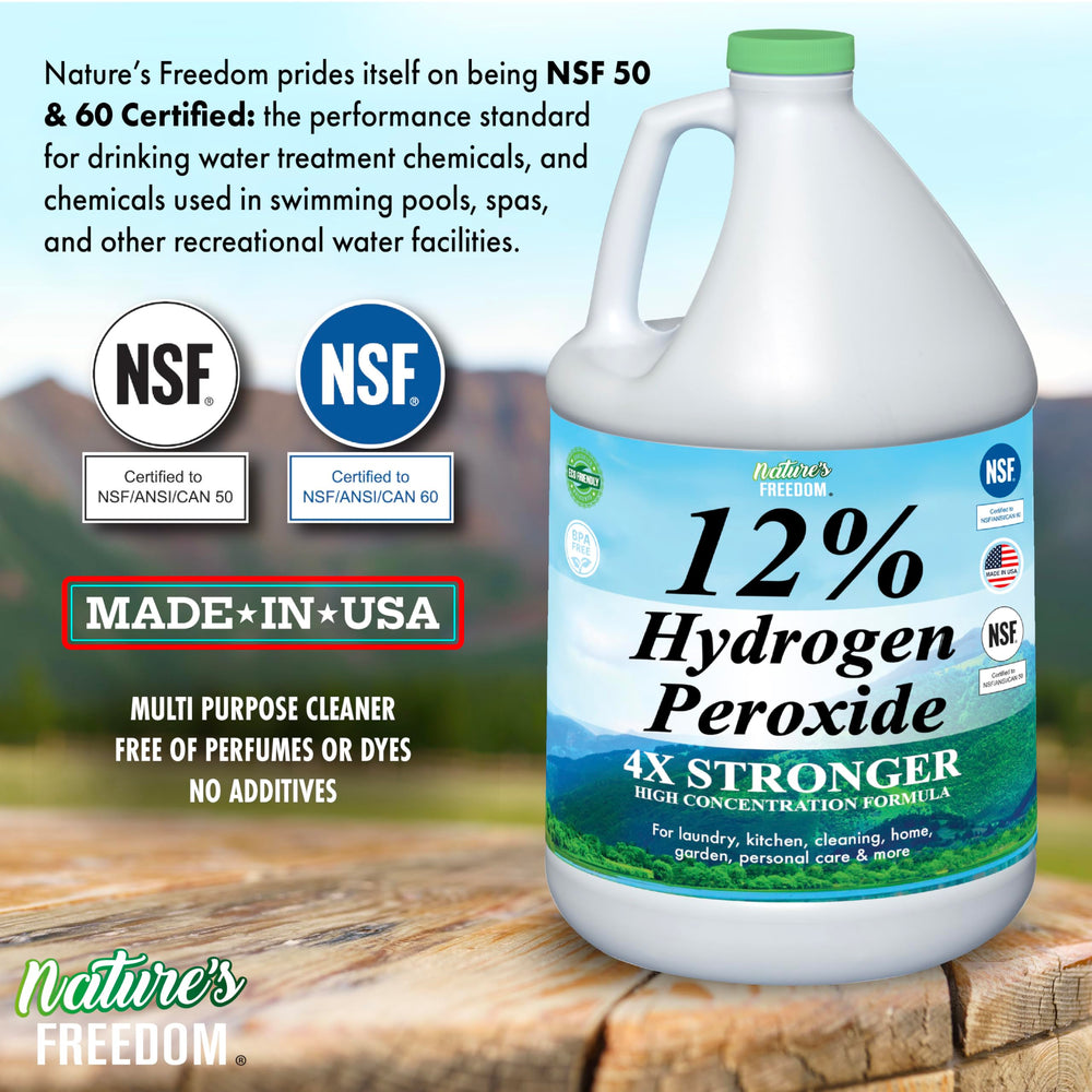 Nature's Freedom etiqueta con certificaciones NSF visible y confianza