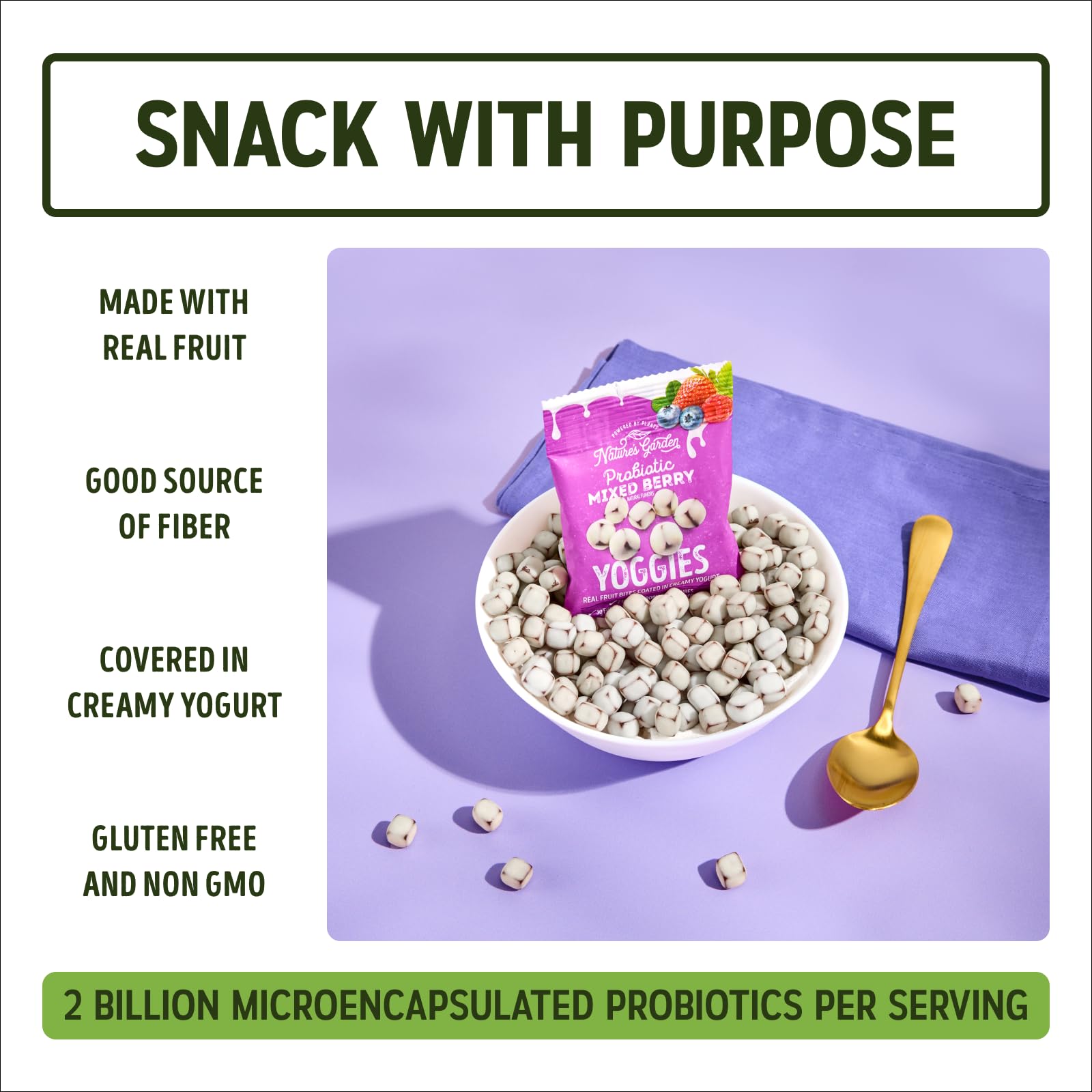Nature's Garden primer plano de cobertura de yogurt cremosa, aporta suavidad y sabor