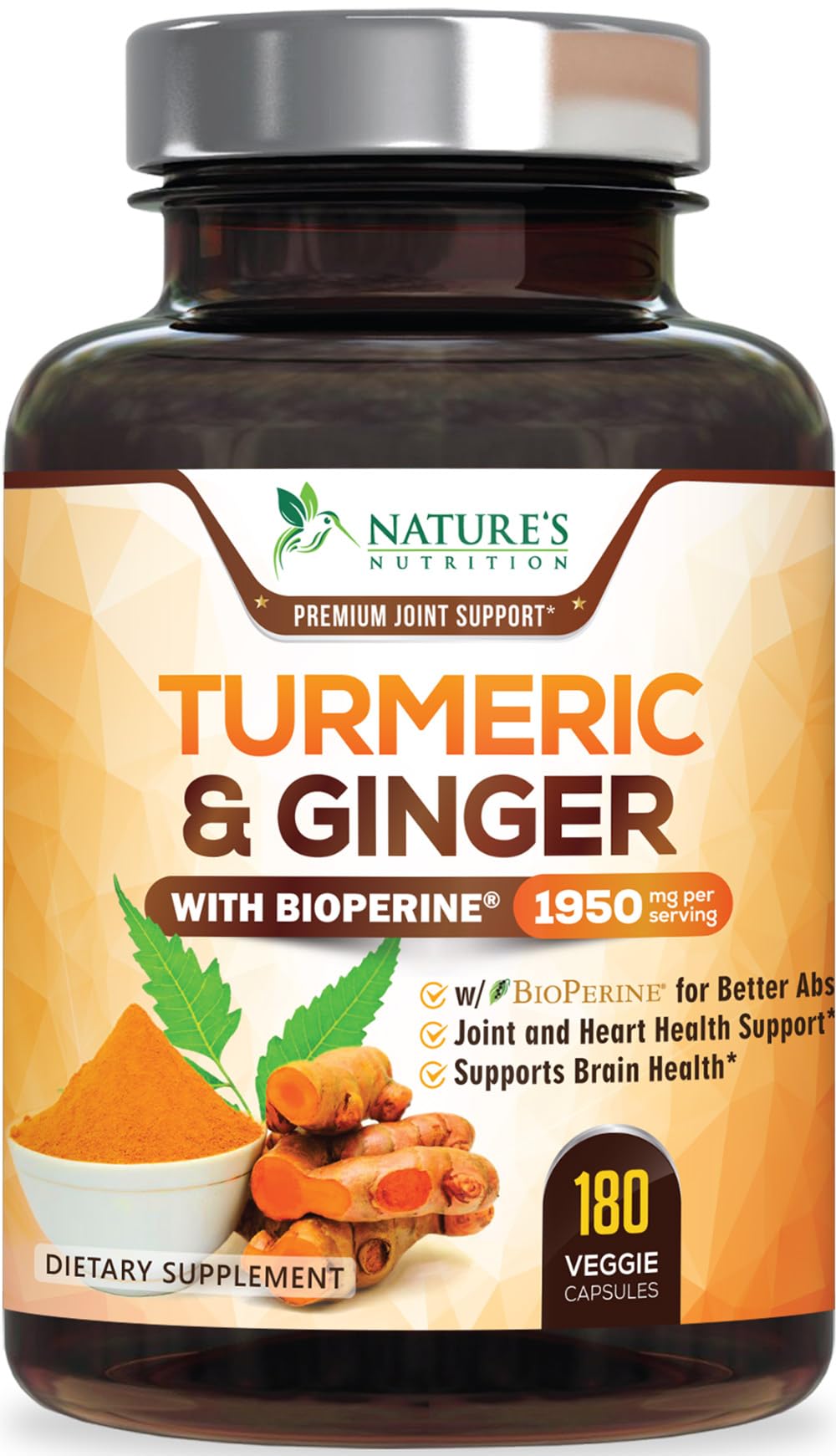 Nature's Nutrition frasco frontal mostrando cápsulas y etiqueta clara