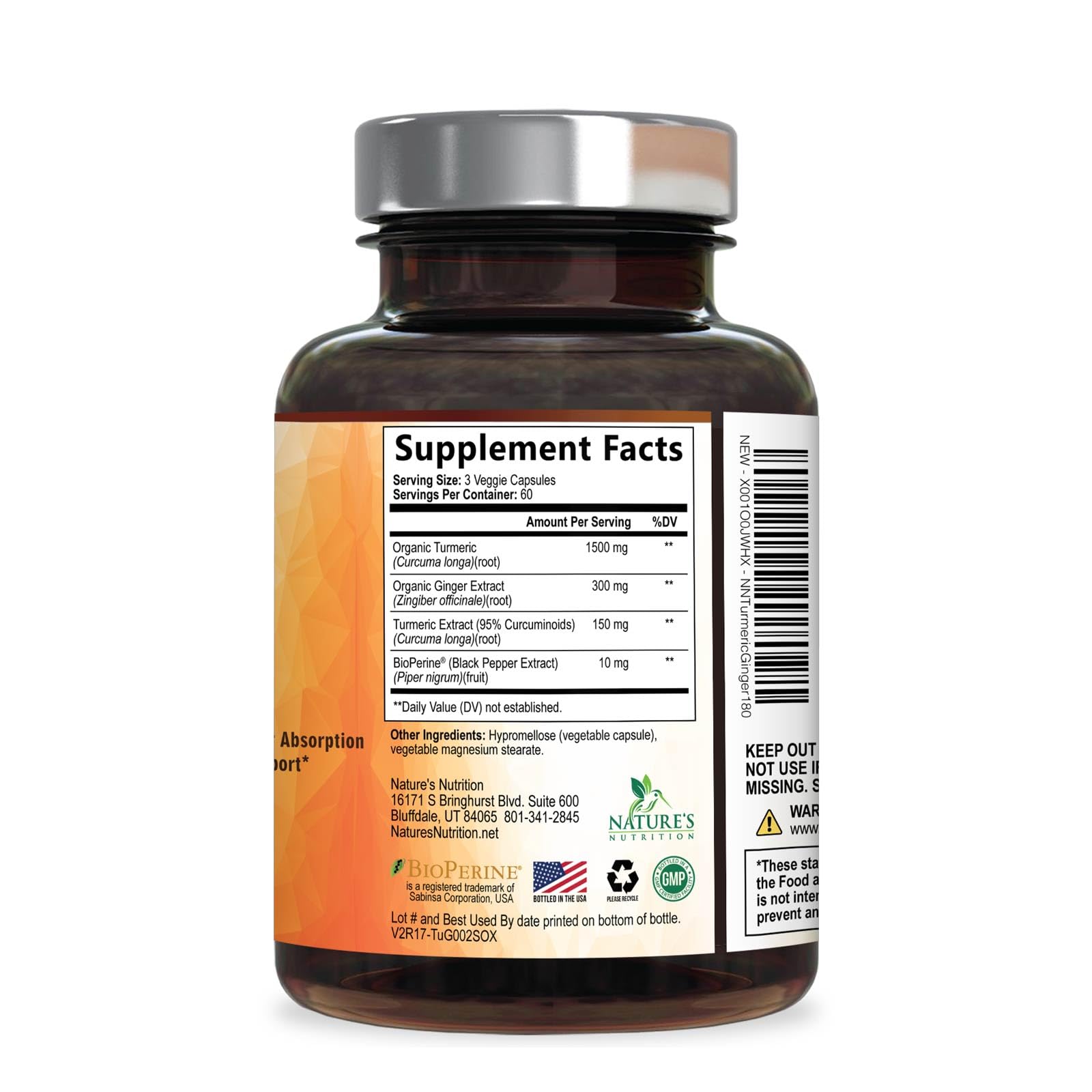 Nature's Nutrition sello GMP y certificados de calidad en close-up