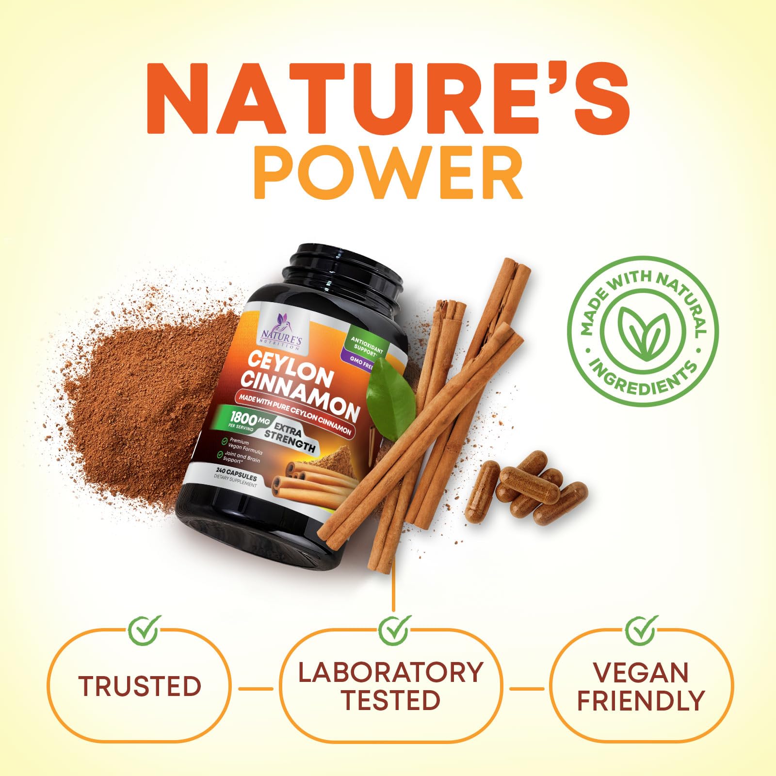 Nature's Nutrition cápsulas junto a moneda para comparar tamaño práctico