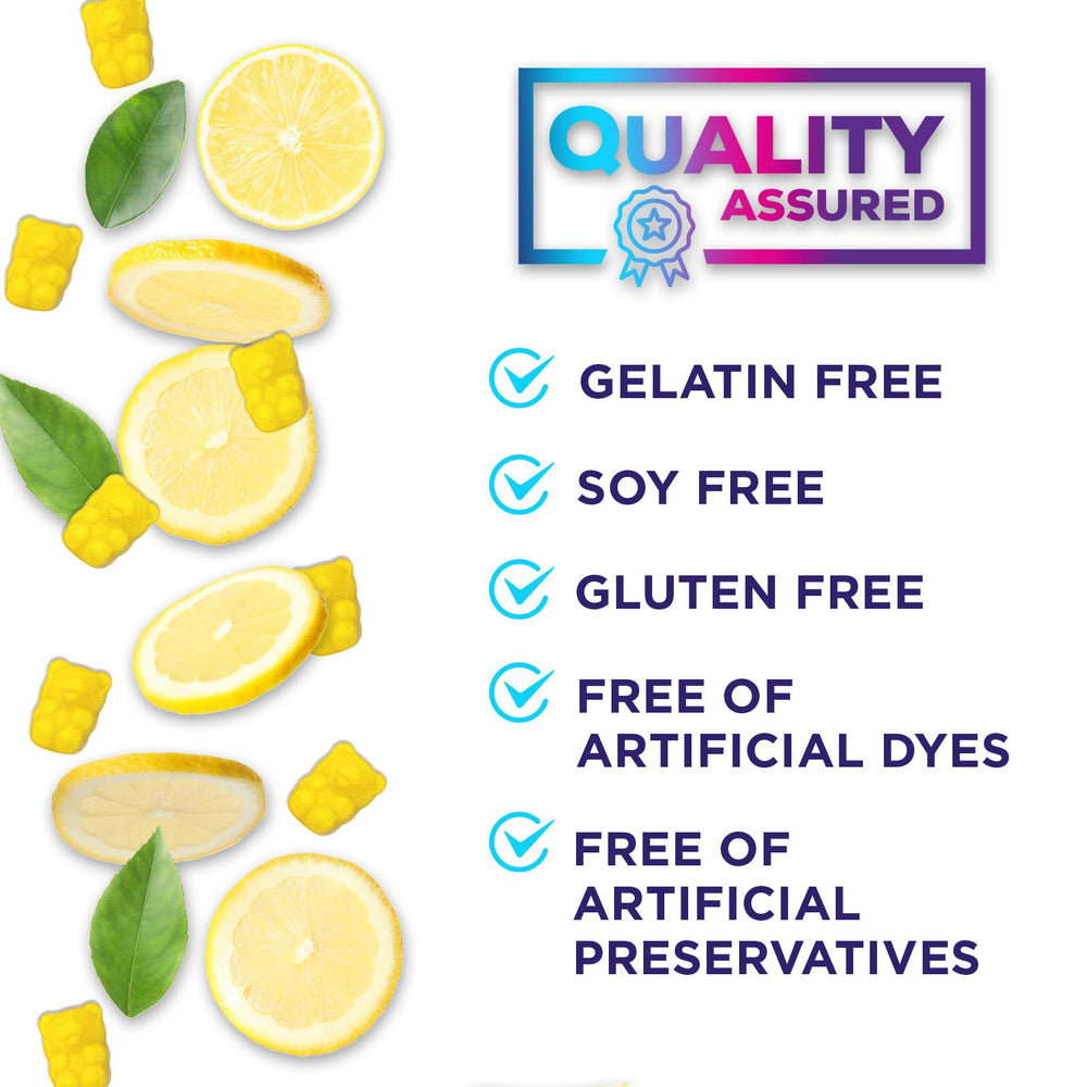 Nature's Nutrition frasco abierto con gominolas visibles, accesible y sin mezcla