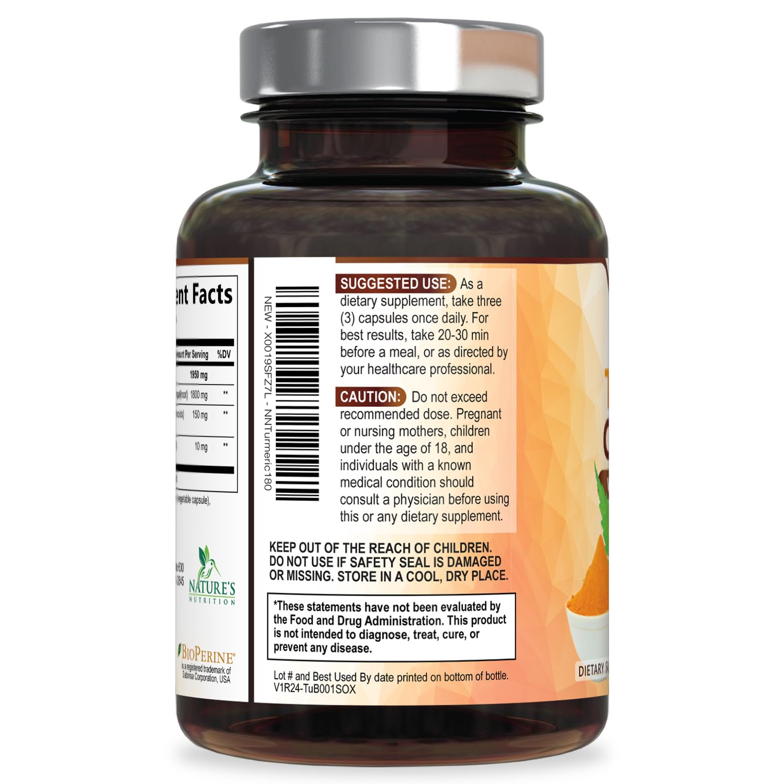 Nature's Nutrition BioPerine black pepper extract capsule spotlight for absorption