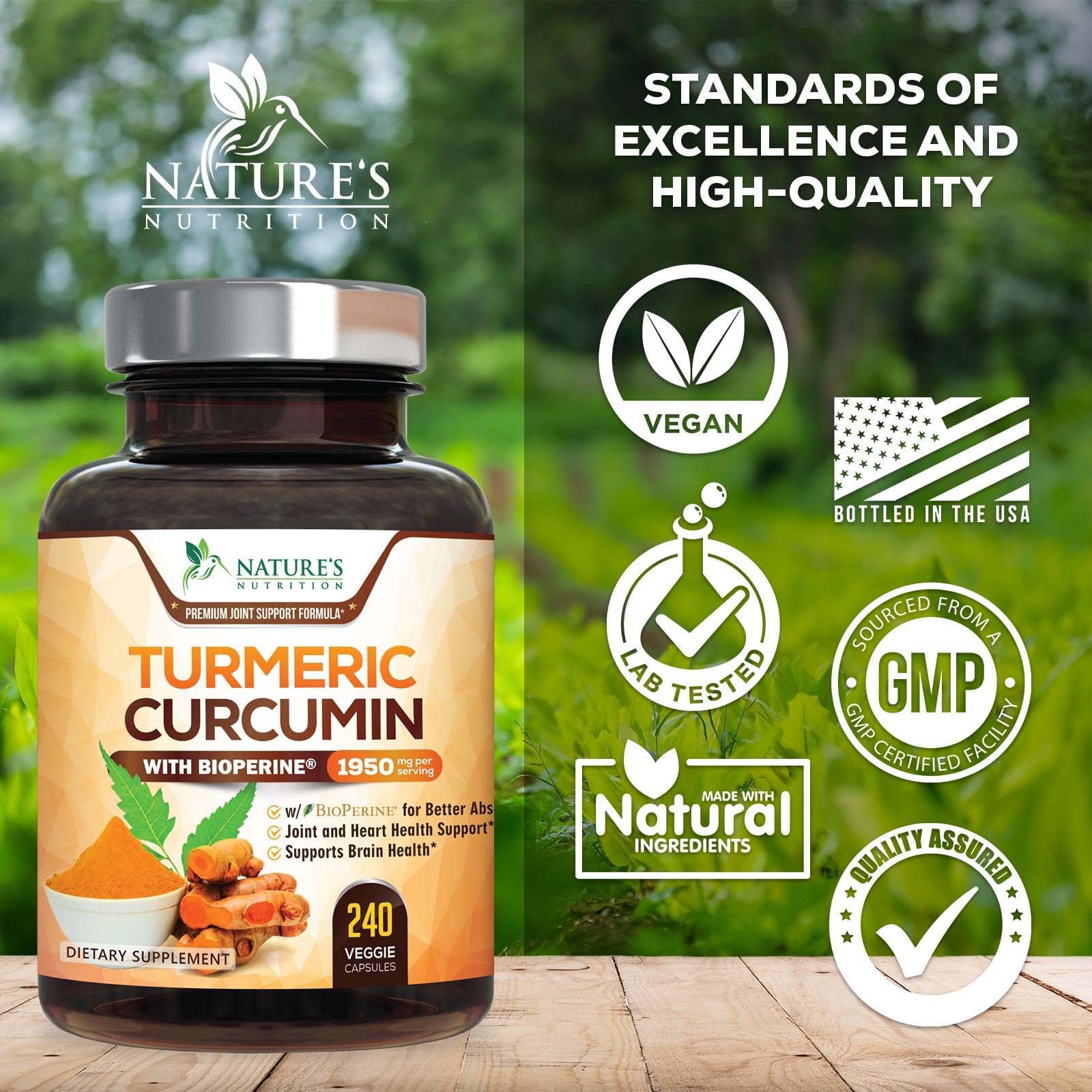 Nature's Nutrition botella abierta con cápsulas listas para uso
