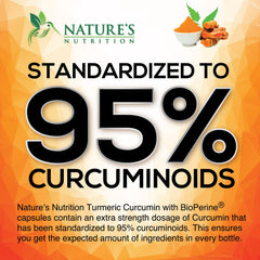 Nature's Nutrition polvo de cúrcuma orgánica mostrando textura pura