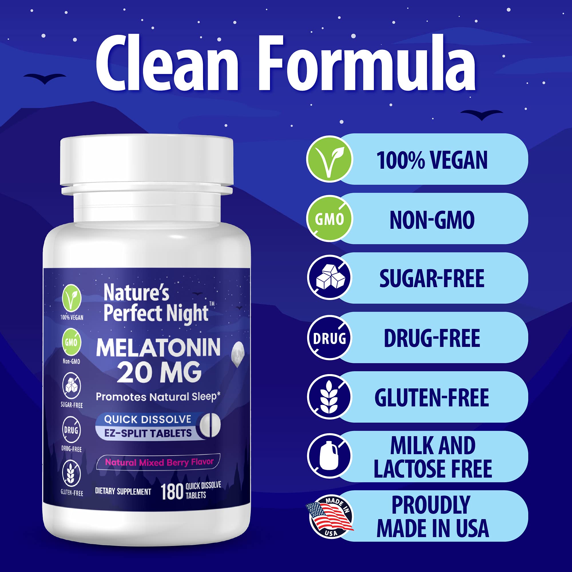 Nature's Perfect Night tableta partida por la ranura EZ-SPLIT para ajustar dosis