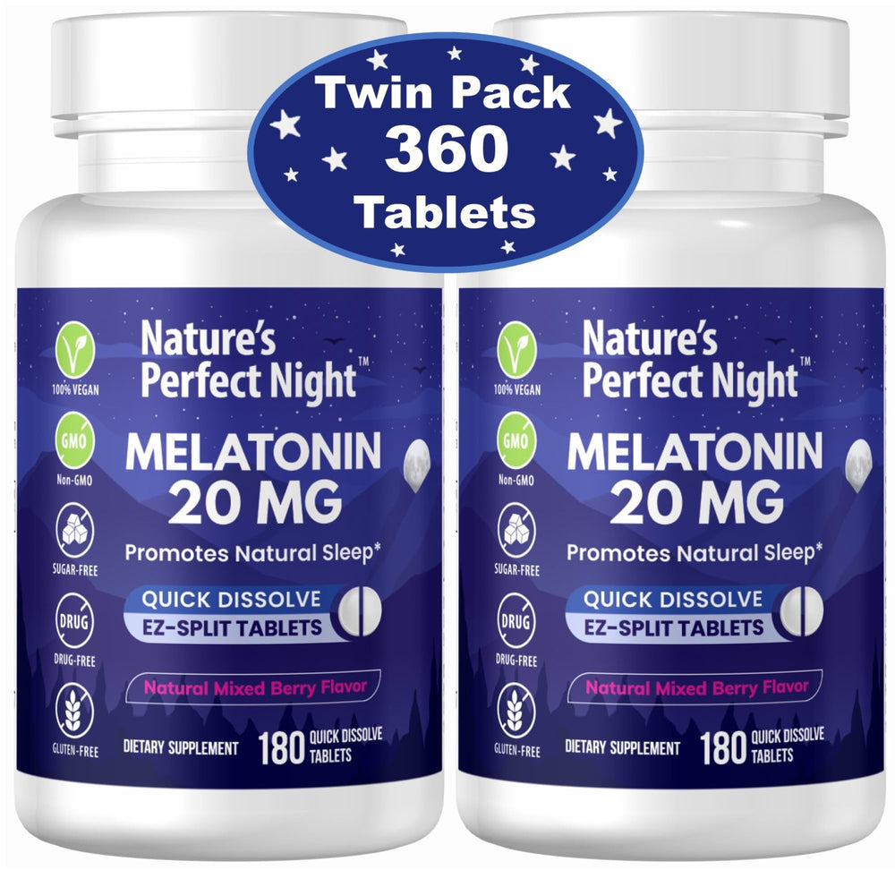 Nature's Perfect Night envase frontal mostrando 20 mg y sabor frutos rojos