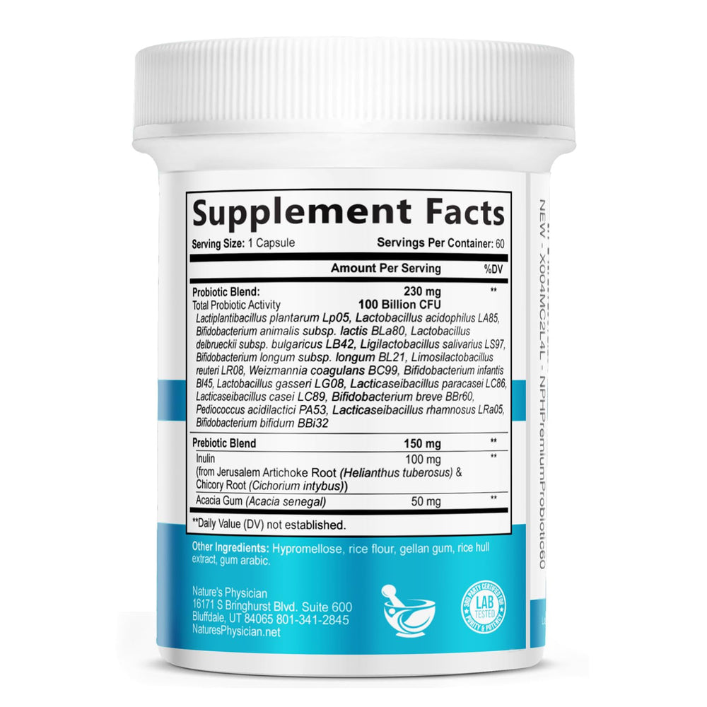 Nature's Physician caja abierta con cápsulas ordenadas para almacenamiento cómodo