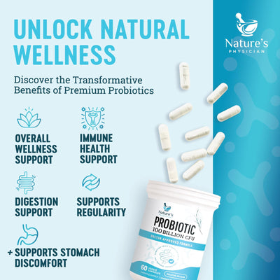 Nature's Physician cápsula abierta y polvo ilustrando contenido y formulación potente