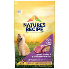 Nature's Recipe bag front showing lamb formula and key benefits