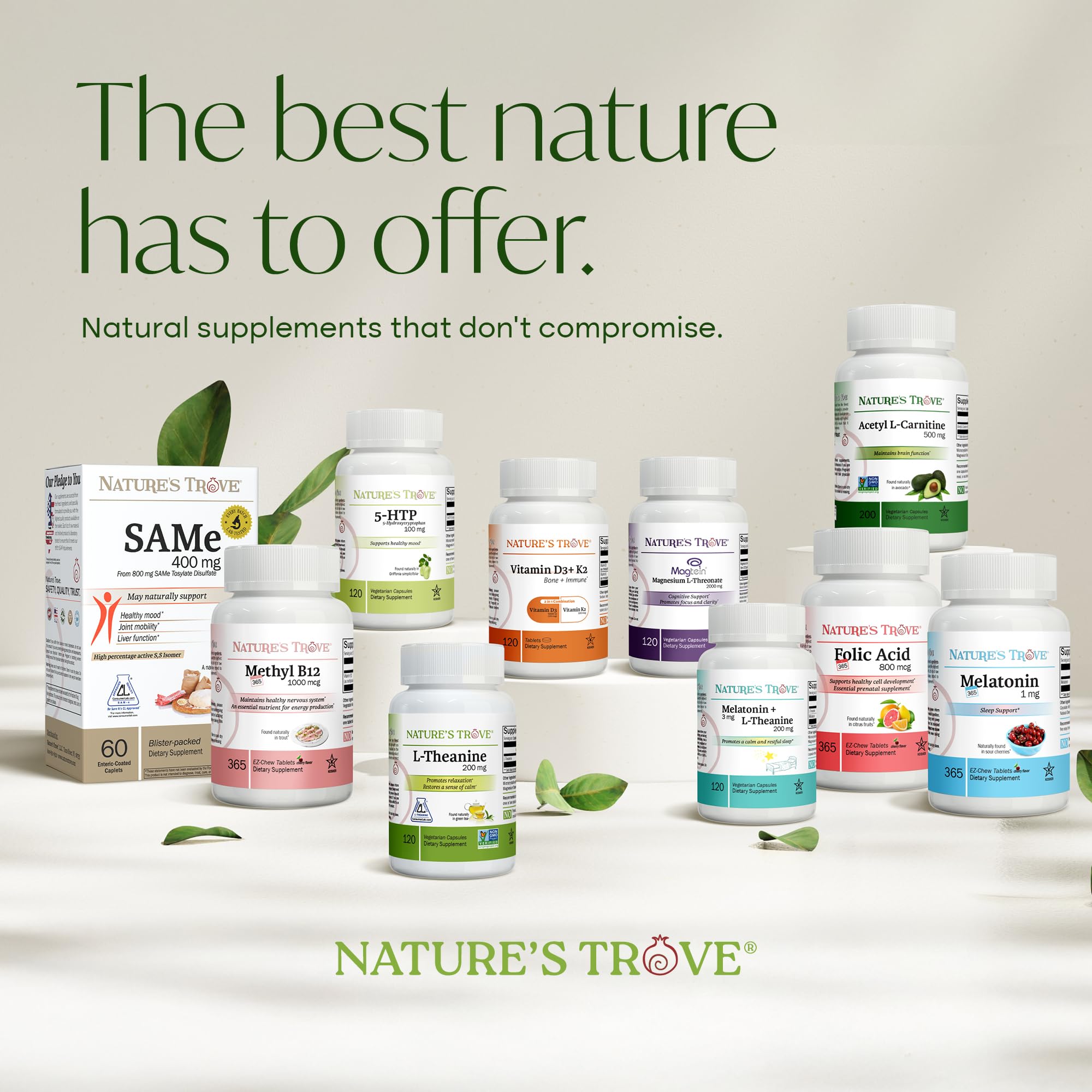 Nature's Trove frasco en ambiente lifestyle que sugiere calma y rutina