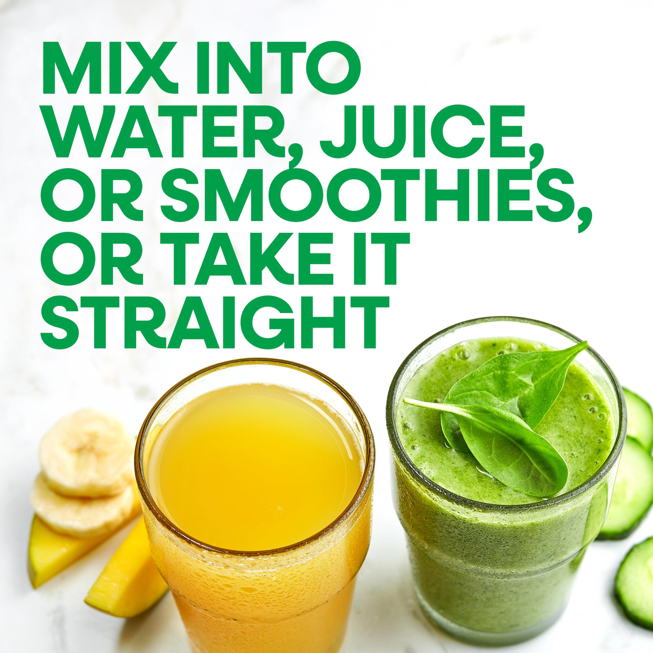 Nature's Way mezclado en batido de frutas para integrar en rutina diaria