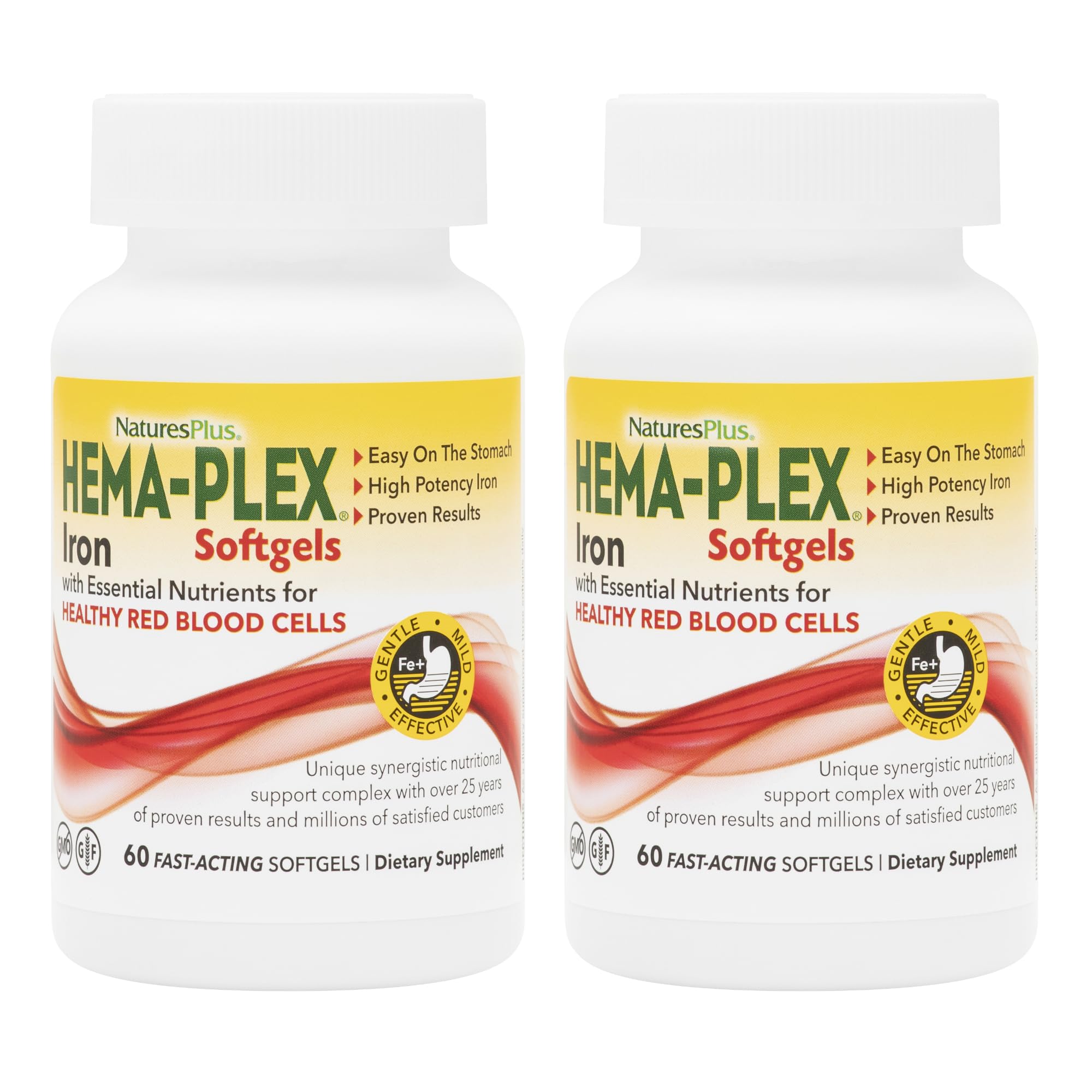 NaturesPlus Hema-Plex frente del empaque mostrando la marca y beneficios