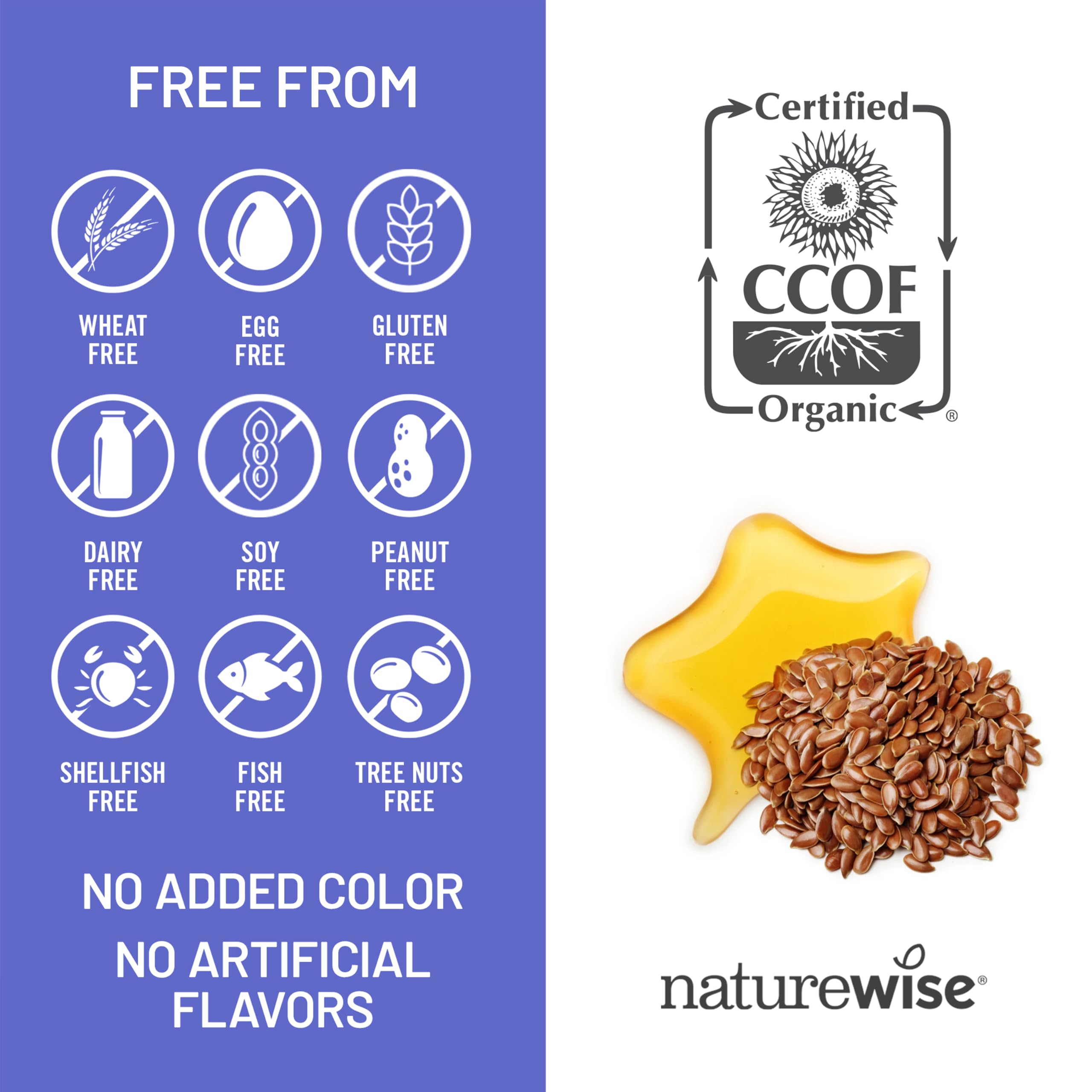 NatureWise etiqueta con sello CCOF que garantiza orgánico