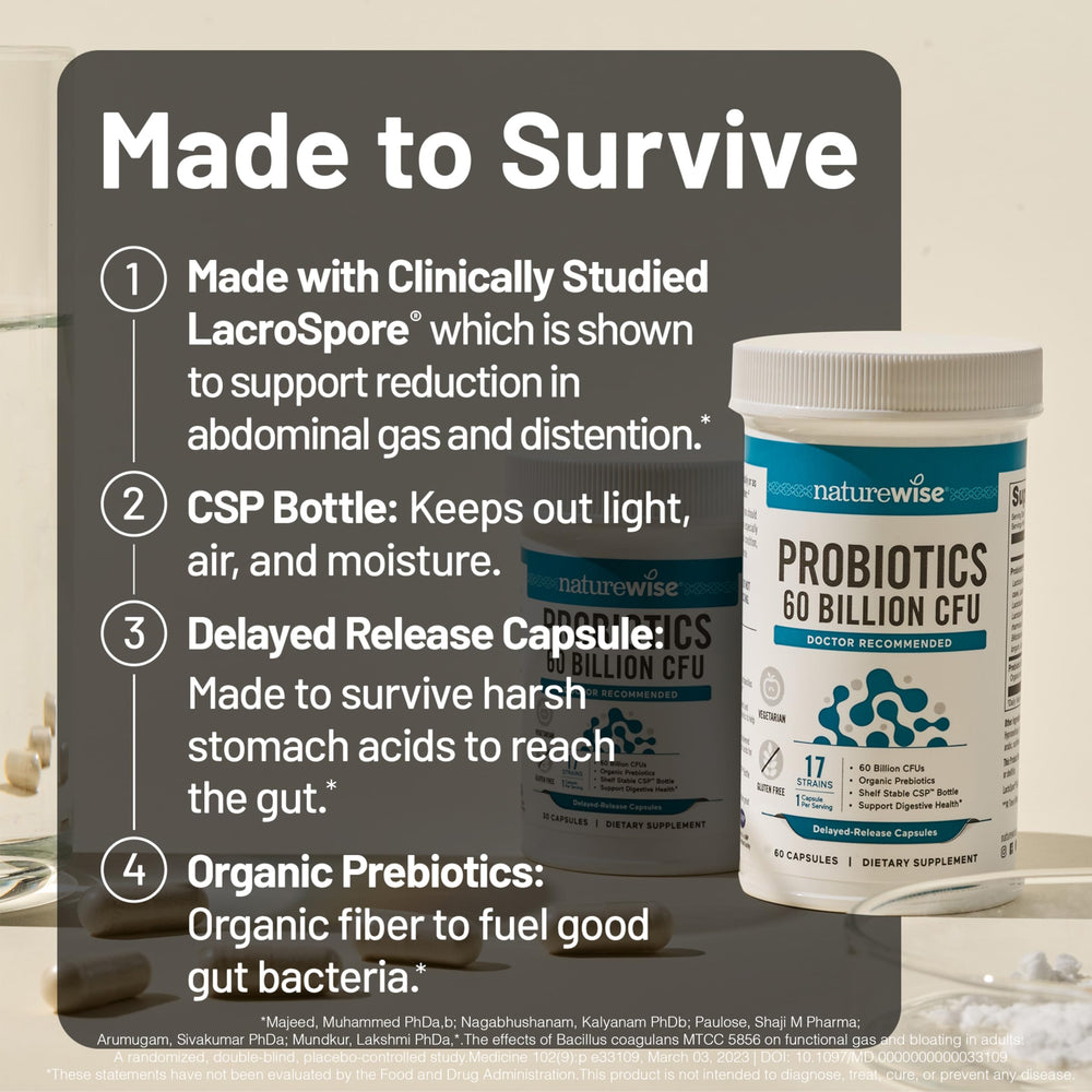 NatureWise botella CSP™ que protege probióticos sin refrigeración