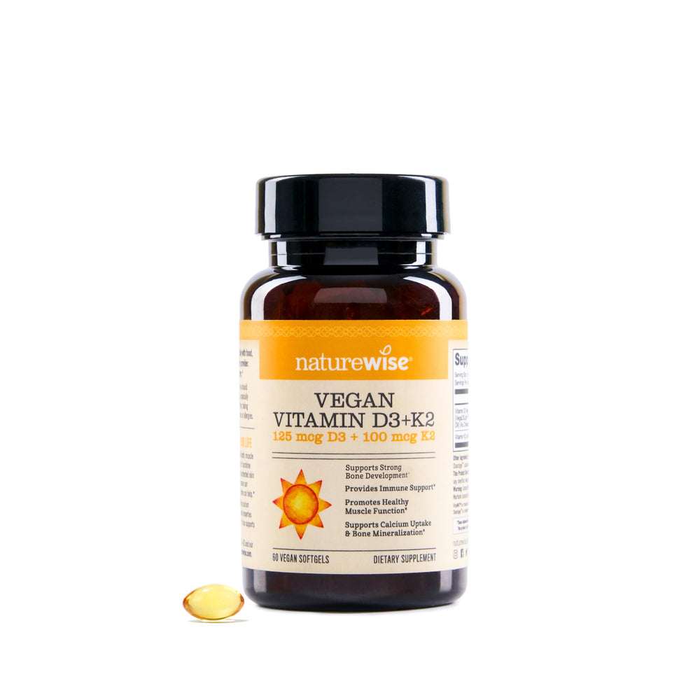 NatureWise envase frontal mostrando 60 softgels y beneficios veganos