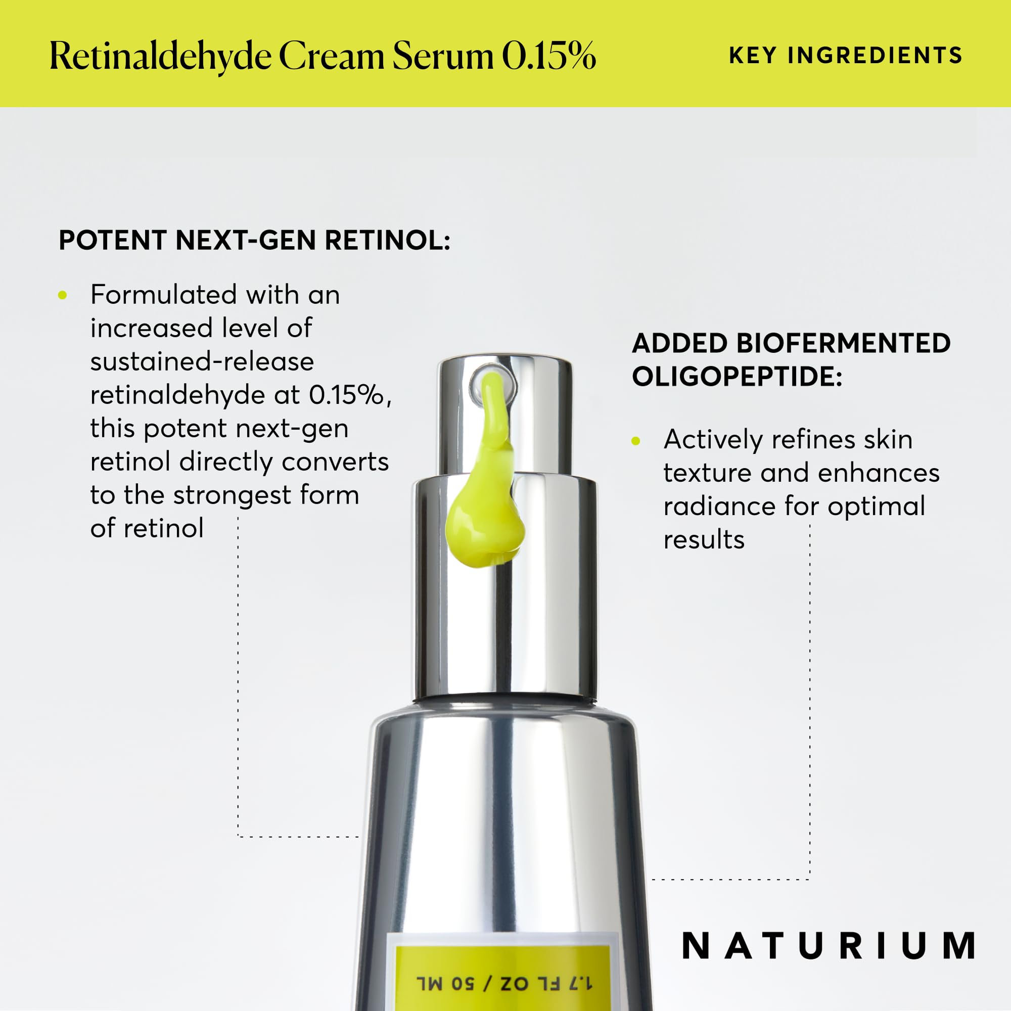 Naturium primer plano del oligopeptido biofermentado para radiancia