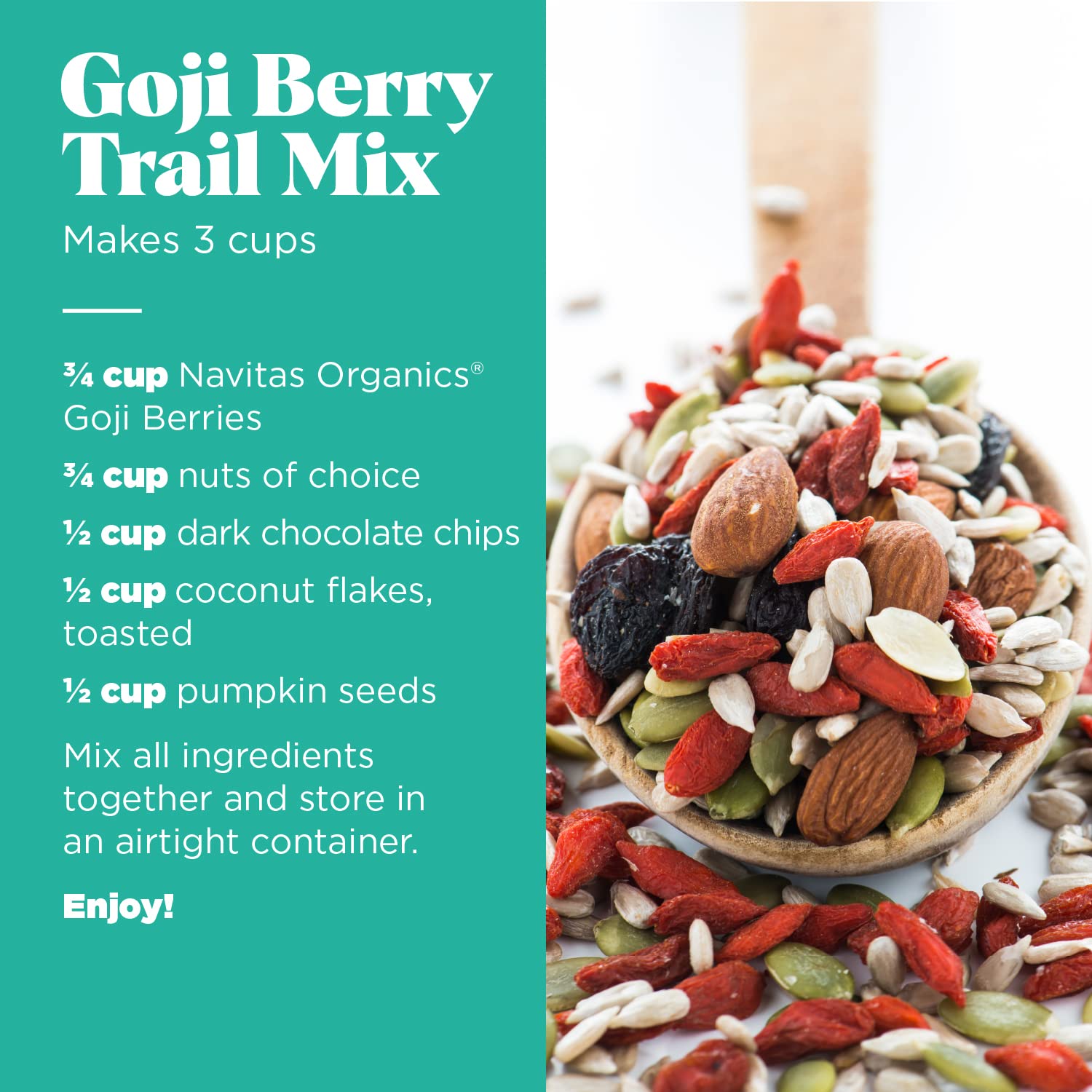 Navitas Organics bayas de goji en bol listo para smoothie que aporta energía natural