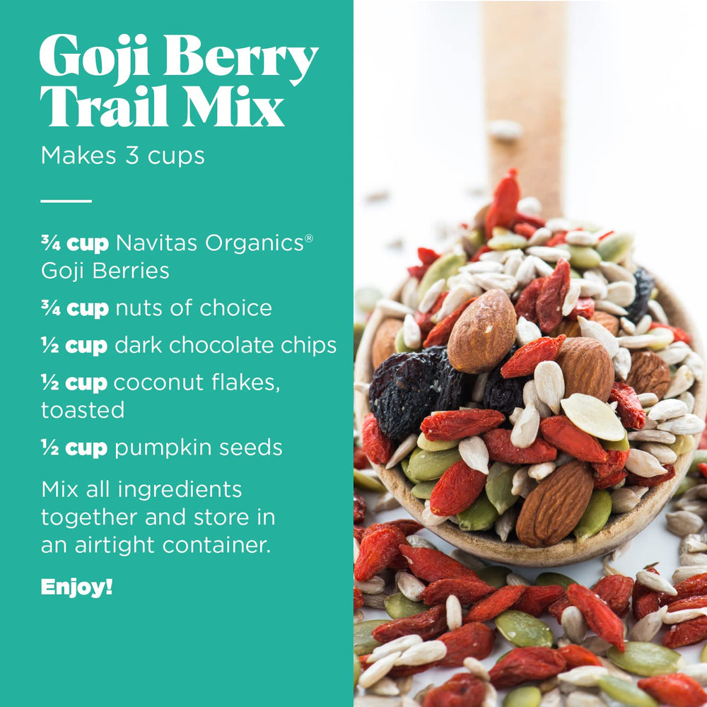 Navitas Organics bayas de goji en bol listo para smoothie que aporta energía natural