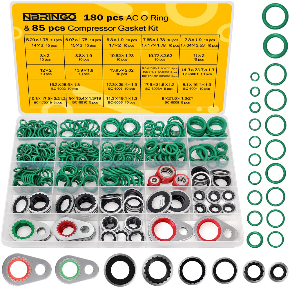 NBRINGO vista frontal del kit de 265 piezas organizado, facilita selección rápida