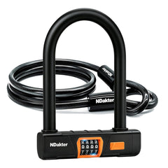 NDakter vista frontal del candado U con cable mostrando robustez
