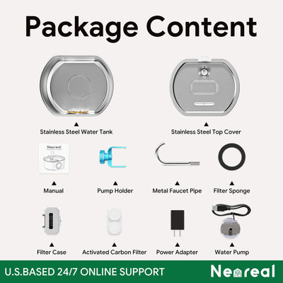 Neareal packaging and included parts display showing what's in the box