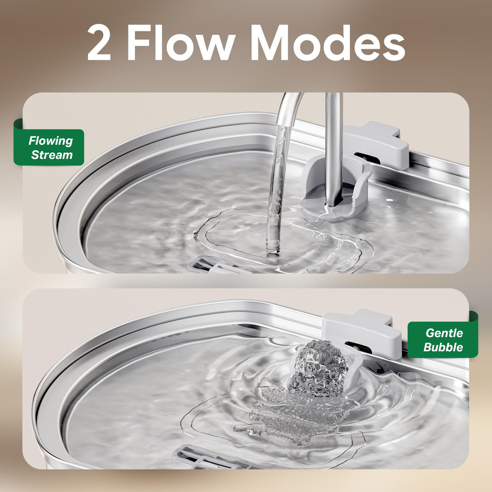 Neareal streaming water flow from top spout encouraging pets to drink more