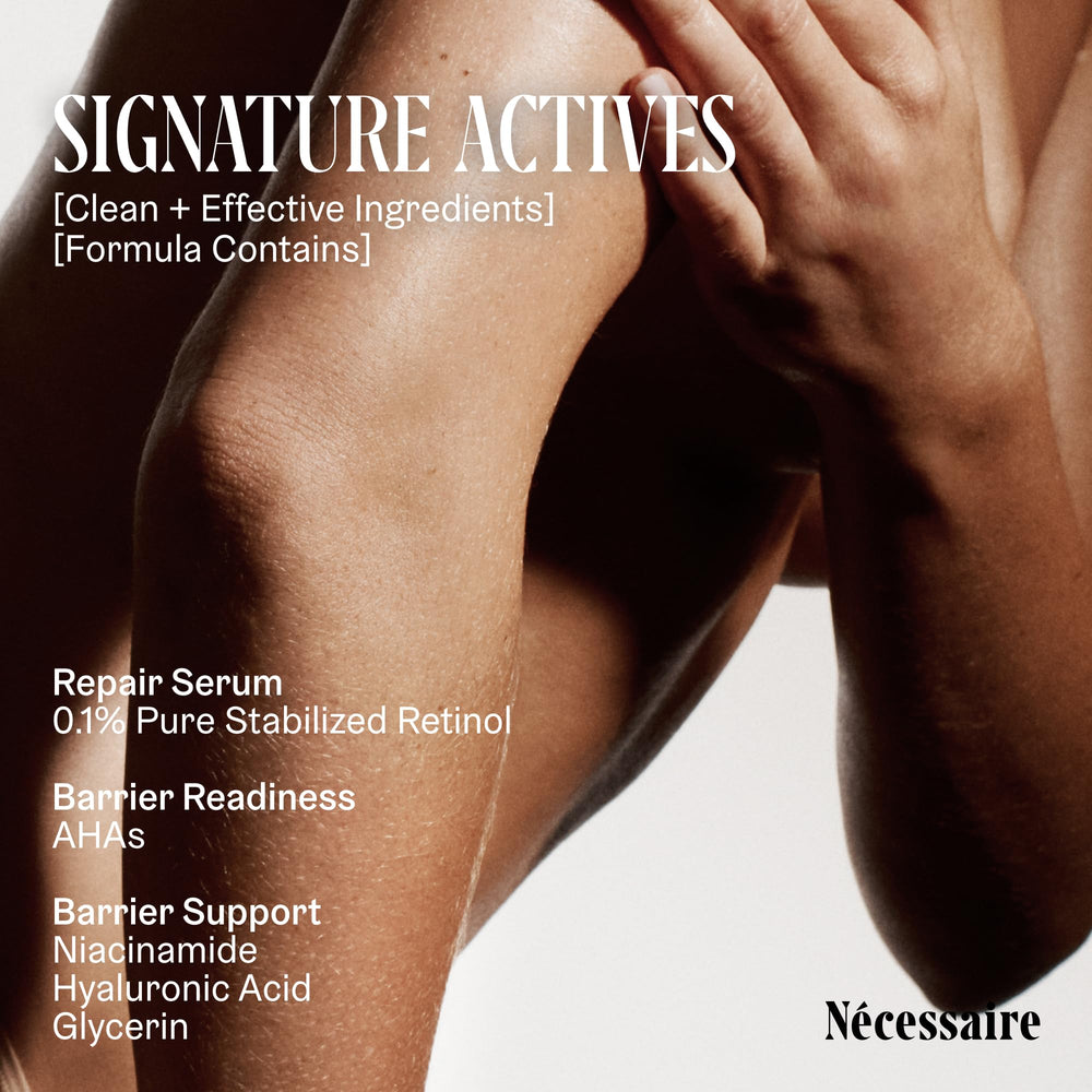 Nécessaire lotion texture close-up showing lightweight absorbent finish for smooth application
