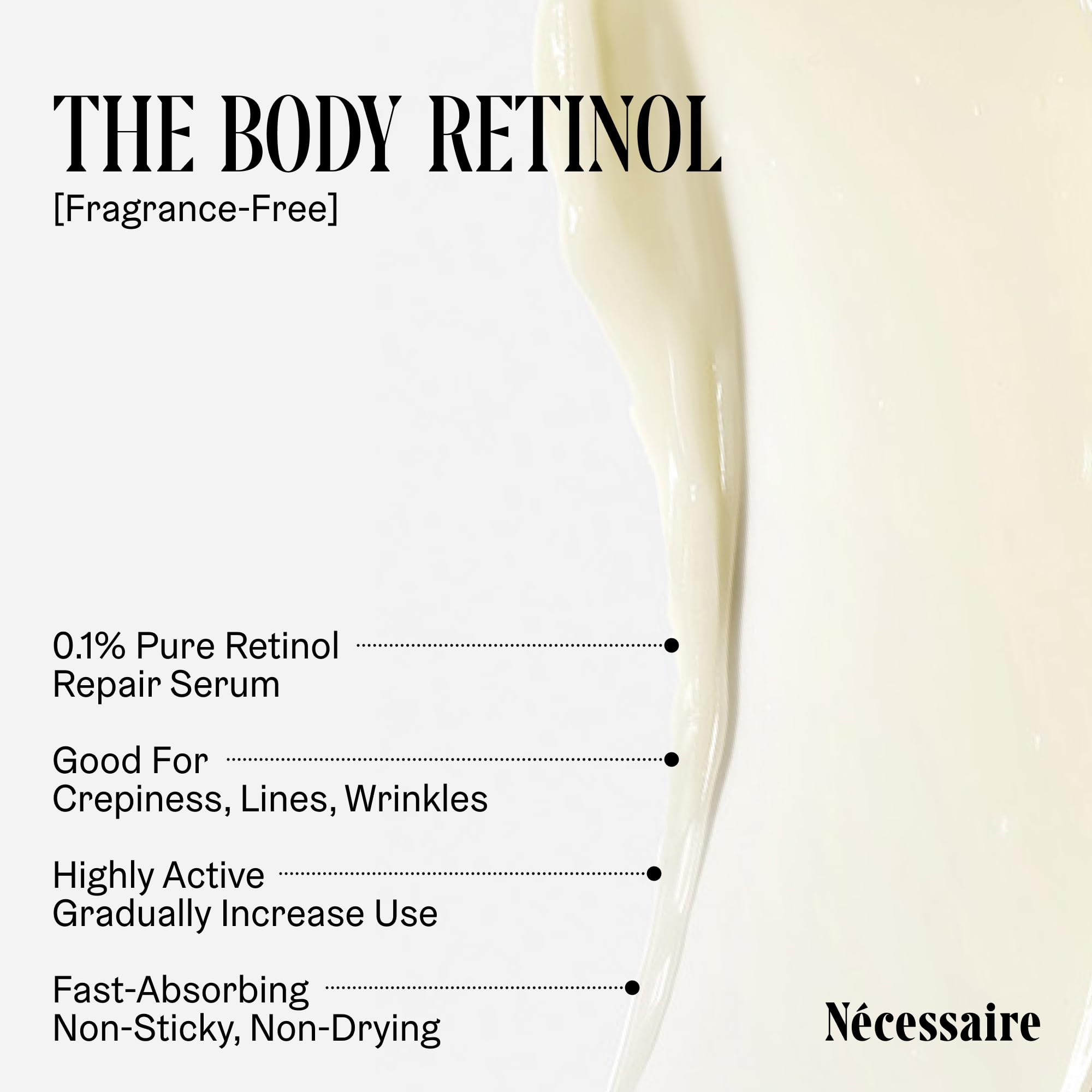 Nécessaire pump dispenser close-up highlighting controlled, hygienic dispensing benefit