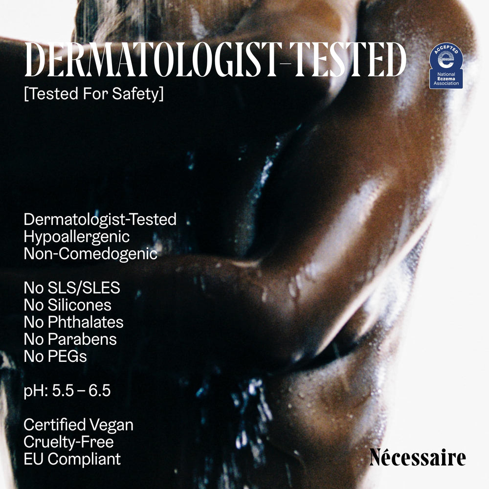 Nécessaire ingredient label detail showing ceramides and niacinamide benefits