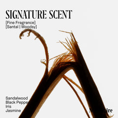 Nécessaire etiqueta del envase Santal con ingredientes clave visibles y confianza