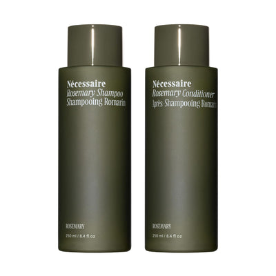 Nécessaire Rosemary Hair Duo frontal con embalaje, muestra compuesto y beneficio fortalecedor