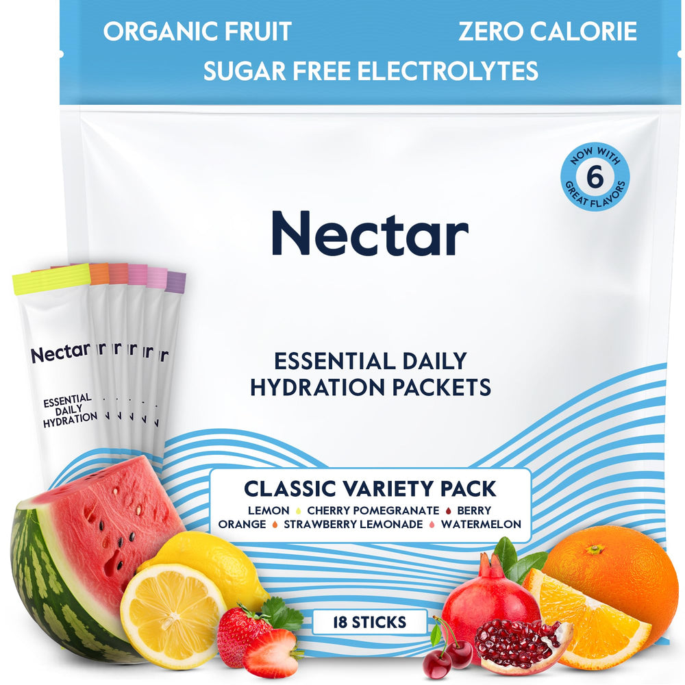 Nectar front pouch showing variety pack and clear labeling for quick choice