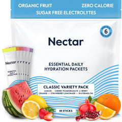 Nectar front pouch showing variety pack and clear labeling for quick choice