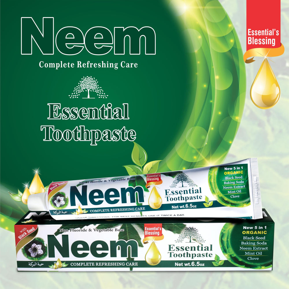 NEEM Essential Toothpaste tubo junto a regla para comparar tamaño y duración