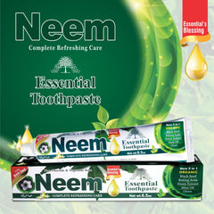 NEEM Essential Toothpaste tubo junto a regla para comparar tamaño y duración