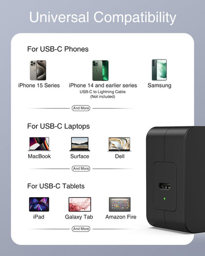 Nekteck close-up of USB-C port and certification label showing verified safety