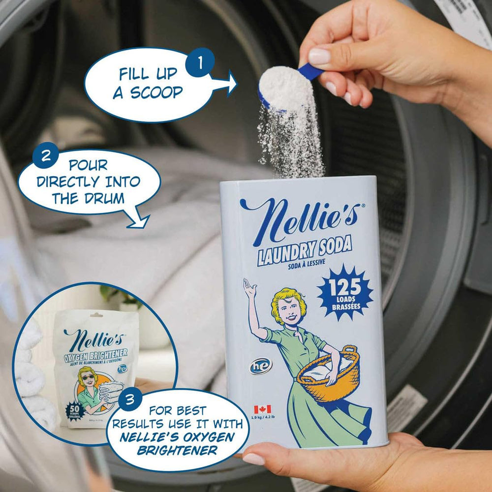 Nellie's powder dissolving in water showing low-residue rinse benefit