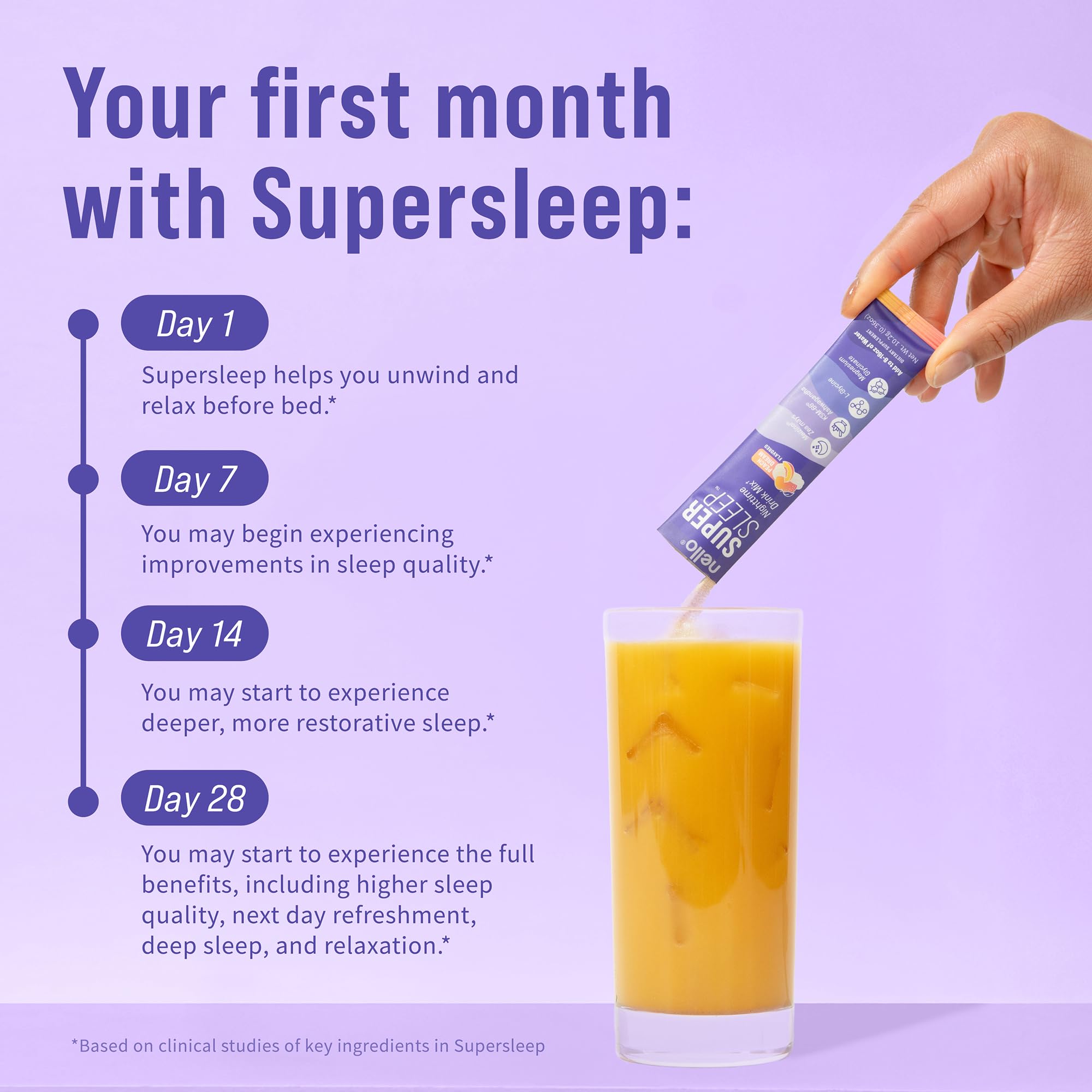 Nello Supersleep etiqueta con ingredientes clave y perfil beneficioso